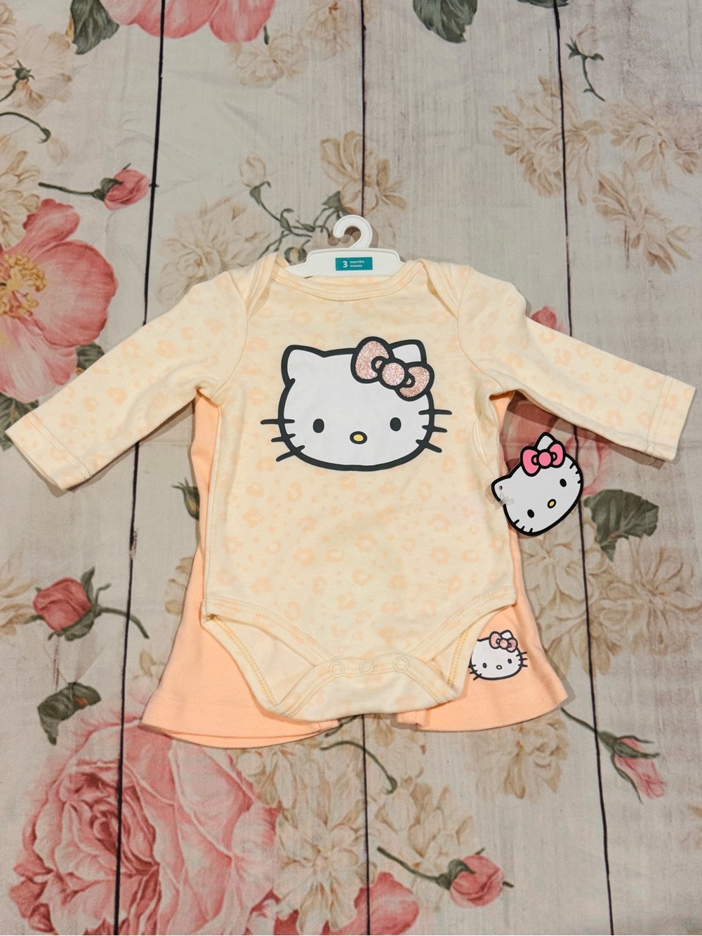 Hello Kitty Baby Girl Clothes Animal Print Orange Outfit Long Sleeve 3 Months